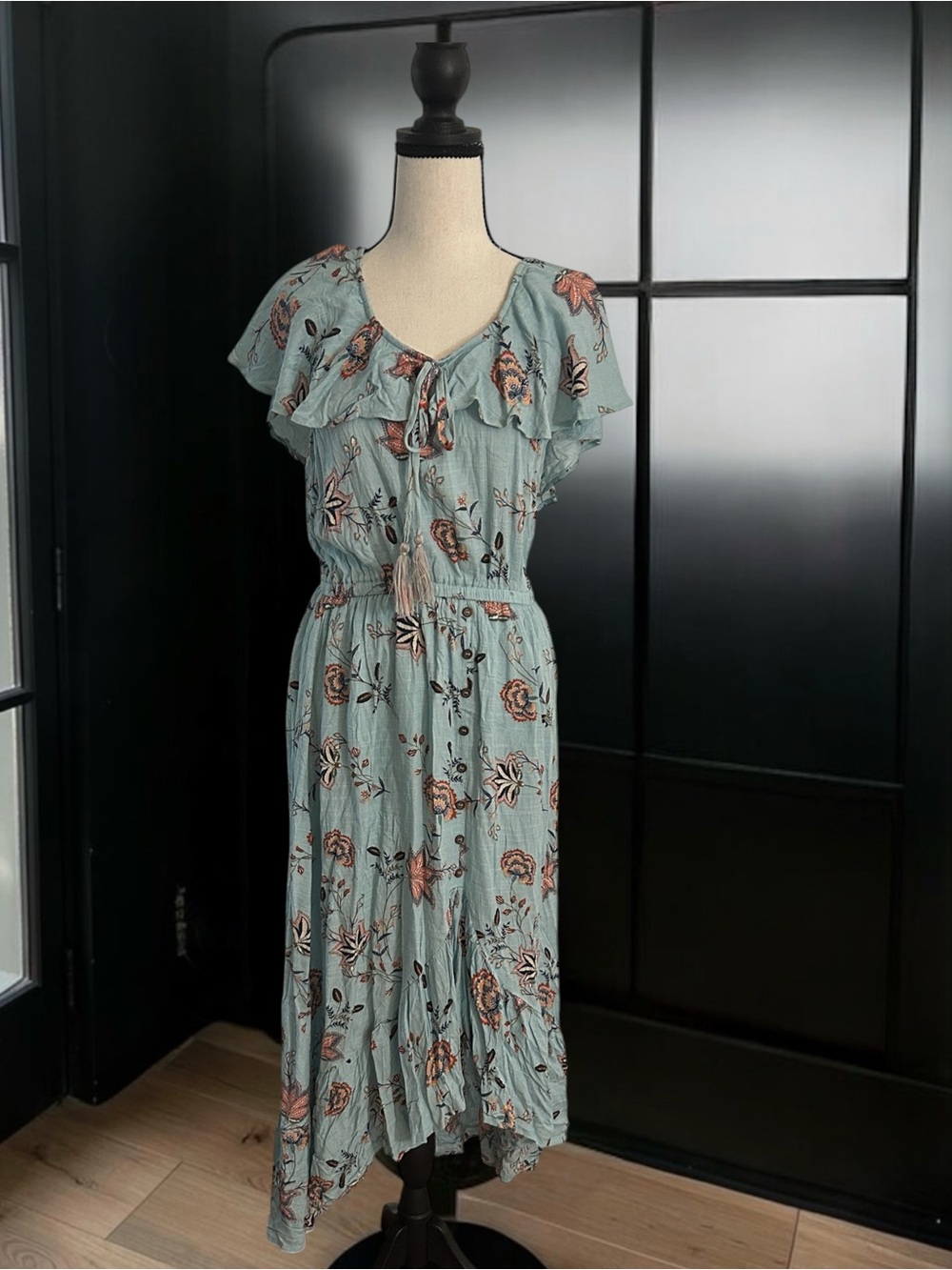 American Rag light blue floral high-low maxi dress Large